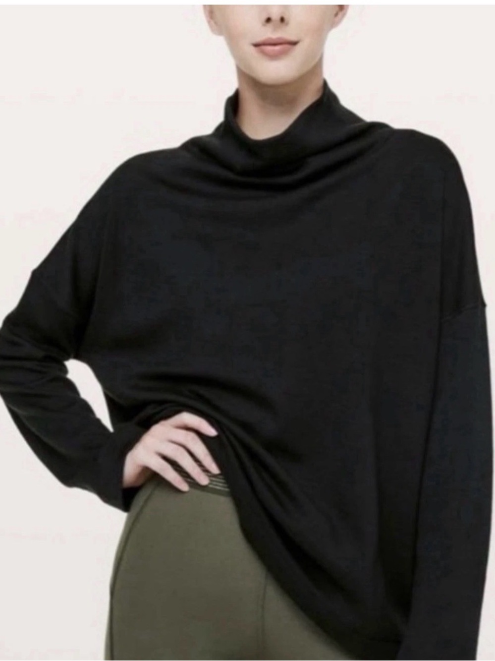 lululemon athletica Black Principal Dancer Cowl Turtleneck Sweater Size 8